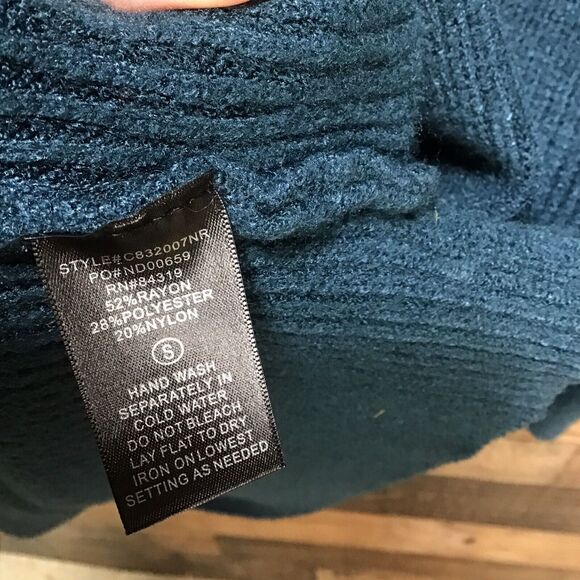 Devotion by Cyrus Sweater Womens Size Small  Cowl Neck Chunky Knit Teal Blue New - Picture 7 of 15
